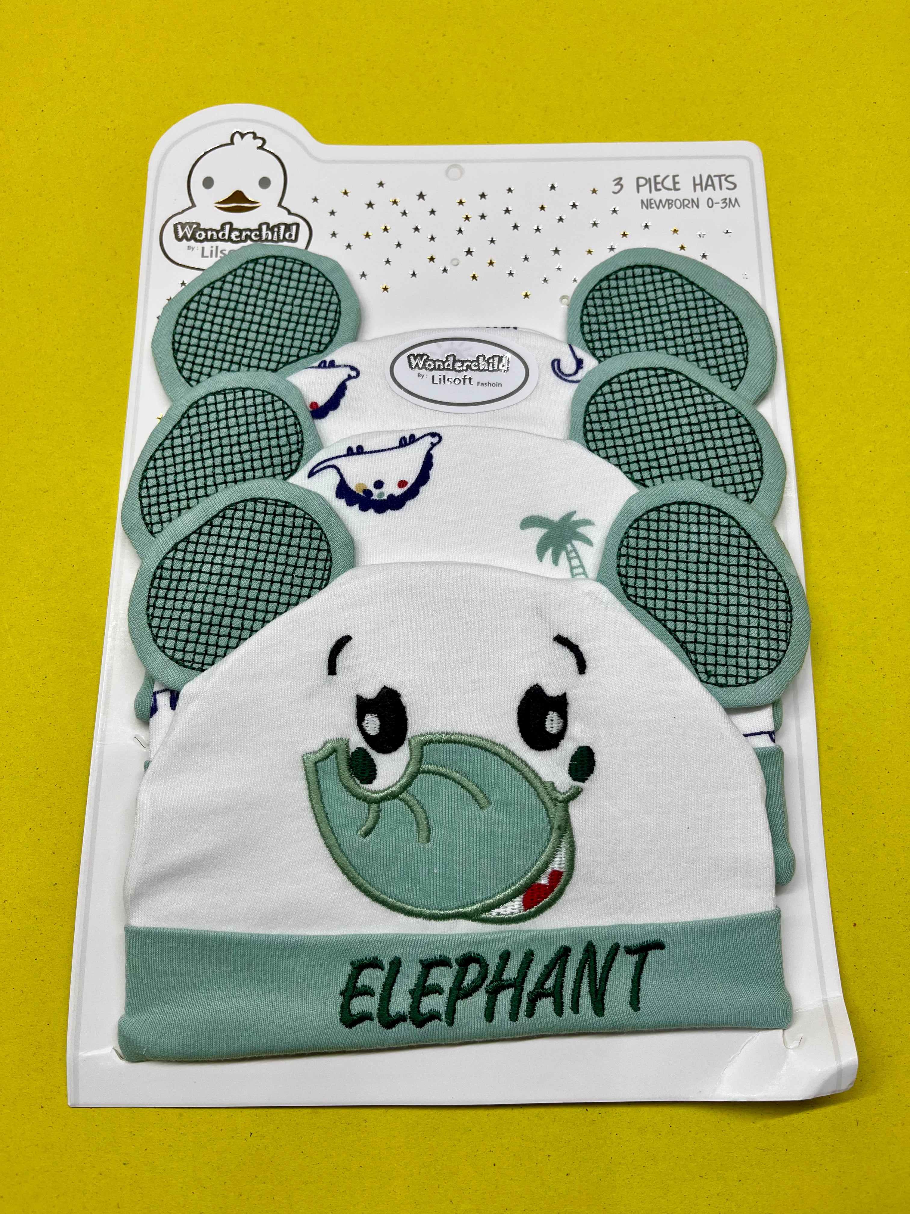 Elephant Baby Caps (Pack of 3)