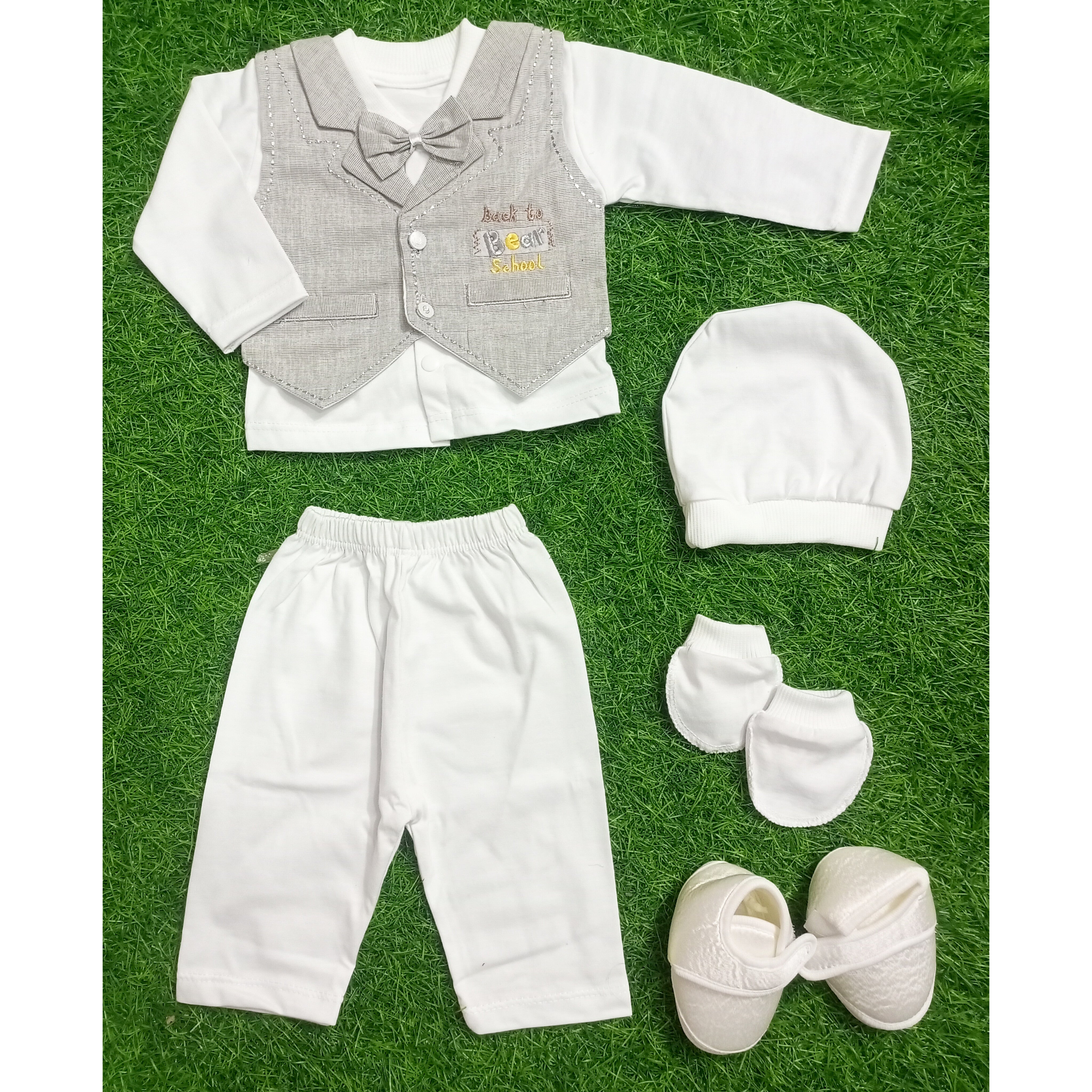 Newborn Baby 5 Pieces Gift Set - Back To School Gray
